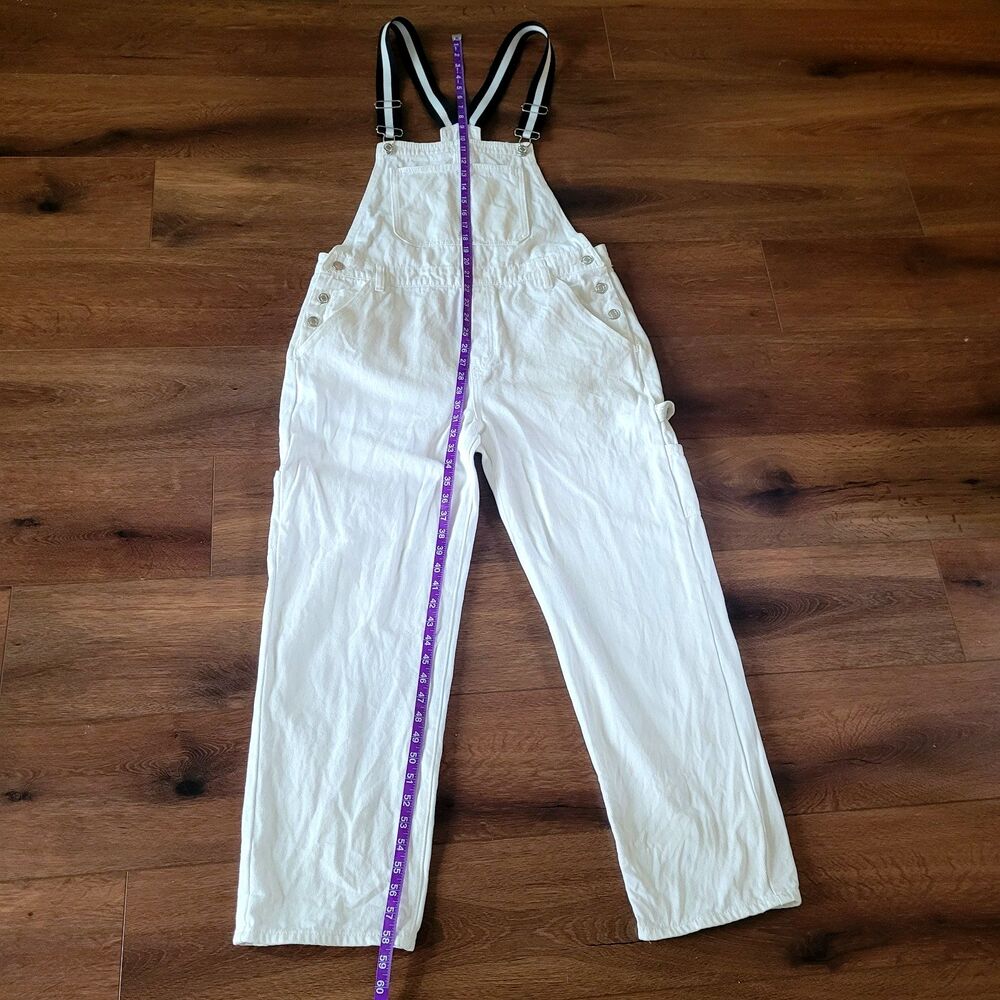 Sybilla Overalls Women Sz 12 EUR 42 White Cotton Carpenter Denim Jean Adj Strap - Picture 5 of 16